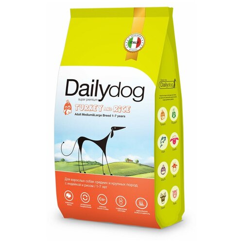 Dailydog Adult Medium And Large Breed Turkey and Rice сухой корм для взрослых собак средних и крупных пород с индейкой и рисом - 3 кг