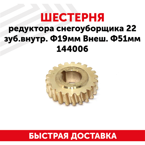 Шестерня редуктора для снегоуборщика, 22 зуб. внутр. Ф19мм, Внеш. Ф51мм 144006