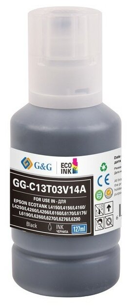 Чернила G&G GG-C13T03V14A чёрные 101BK для Epson L4150/4160/4167/6160/6170/6190 (127мл)