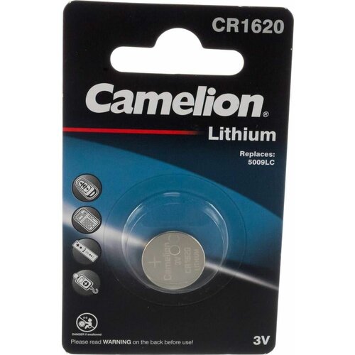 Батарейки литиевые Camelion - тип CR1620, 3В, 1 шт. батарейка renata cr1620 b1 10шт элемент питания рената cr1620 b1 10шт