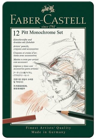 Набор графических материалов Faber-Castell Pitt Monochrome 12 штук