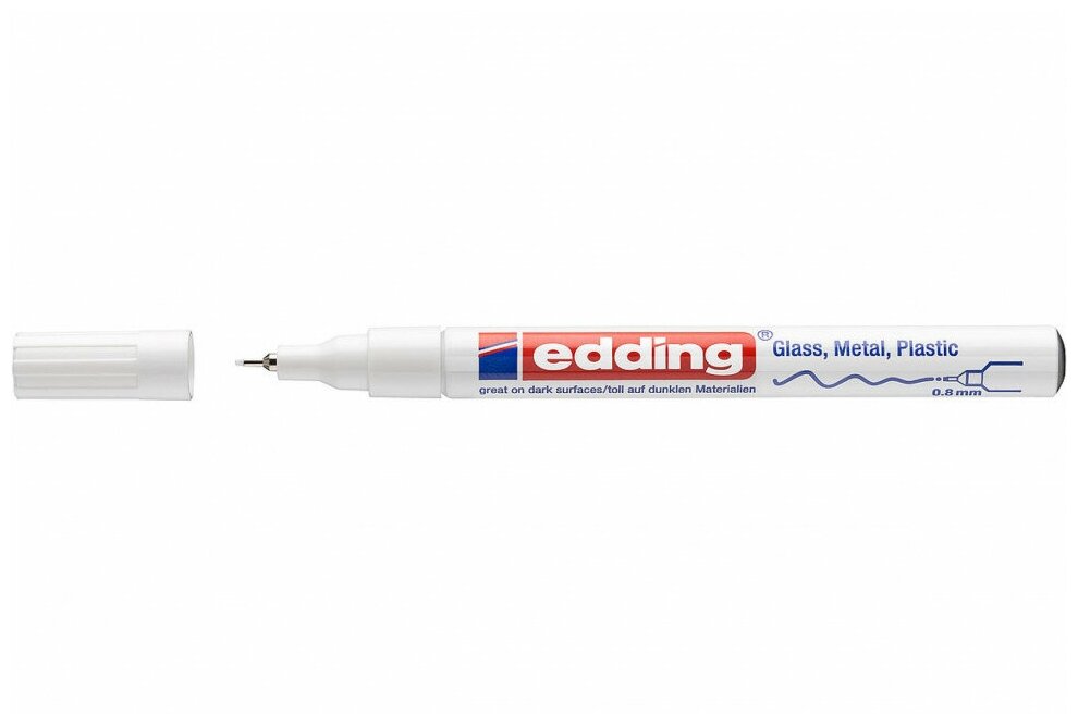 Упаковка лаковых маркеров EDDING , круглый пишущий наконечник, белый - фото №3