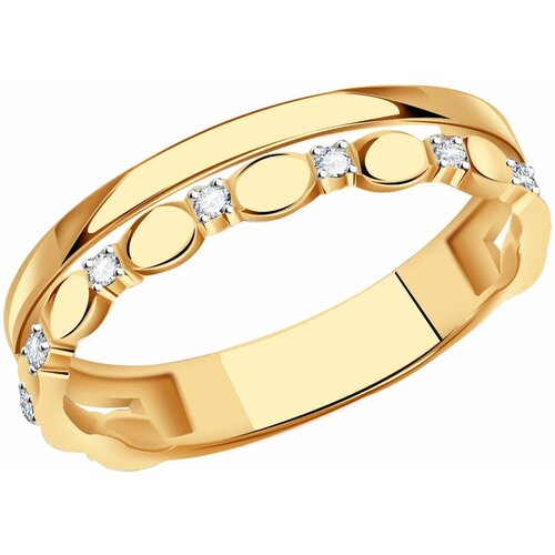 фото Кольцо diamant online, золото, 585 проба, циркон, размер 15
