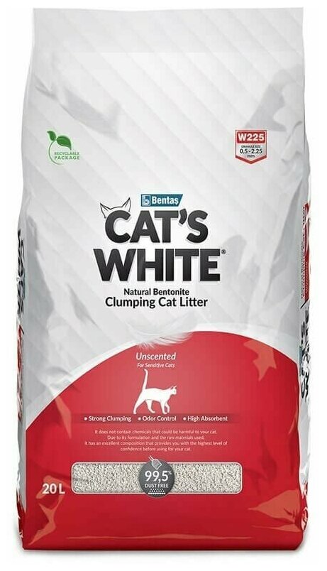 Cat's White Natural комкующийся наполнитель для кошачьего туалета 10л - фотография № 8