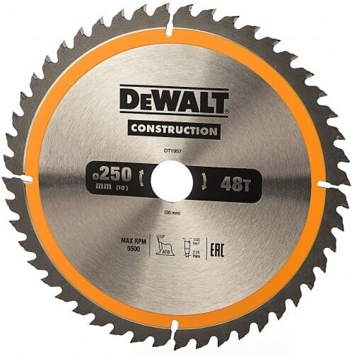 Пильный диск CONSTRUCT (250х30 мм; 48 ATB) DEWALT DT1957 DeWalt