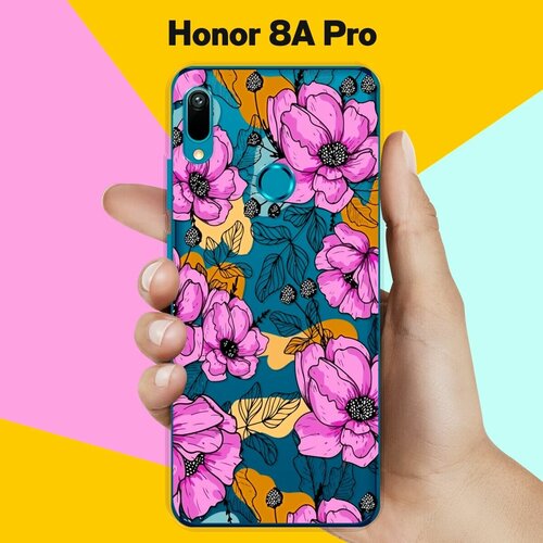 Силиконовый чехол на Honor 8A Pro Фиолетовые цветы / для Хонор 8А Про силиконовый чехол фиолетовые цветы на honor 8a pro