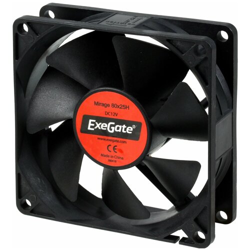 Вентилятор для корпуса ExeGate 8025M12H, черный вентилятор для корпуса exegate mirage 40x10s ex04010s3p черный