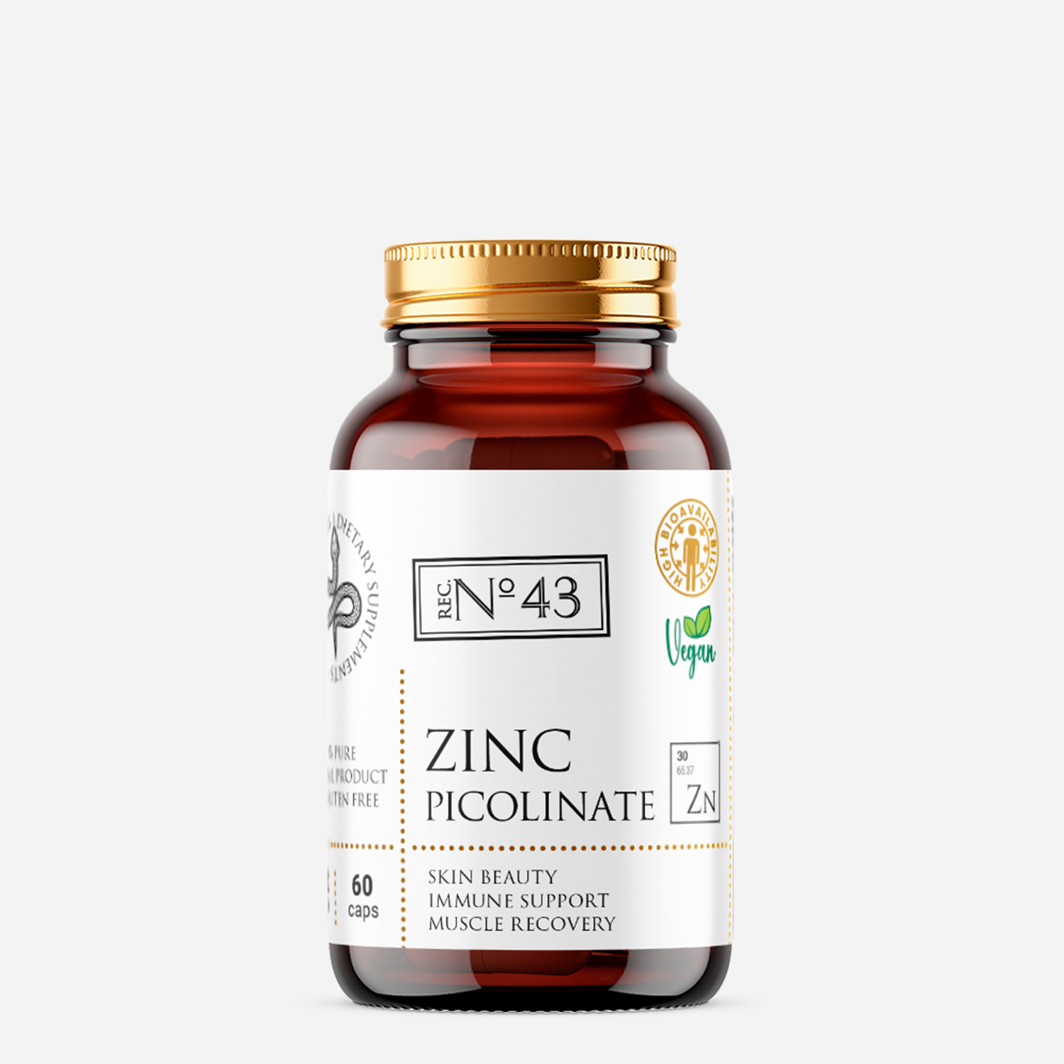 Цинк Пиколинат 25 мг Витамины для здоровья кожи для иммунитета / БАД 60 капсул