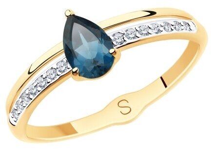 Кольцо Diamant online, красное золото, 585 проба, фианит, топаз