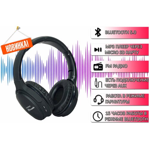 Наушники беспроводные Eltronic 4466 Bluetooth 5.0 + microSD MP3 плеер + AUX + FM радио