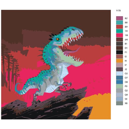 Картина по номерам Y-79 Тираннозавр АРТ - Динозавр 40x40 картина по номерам y 232 итачи 40x40