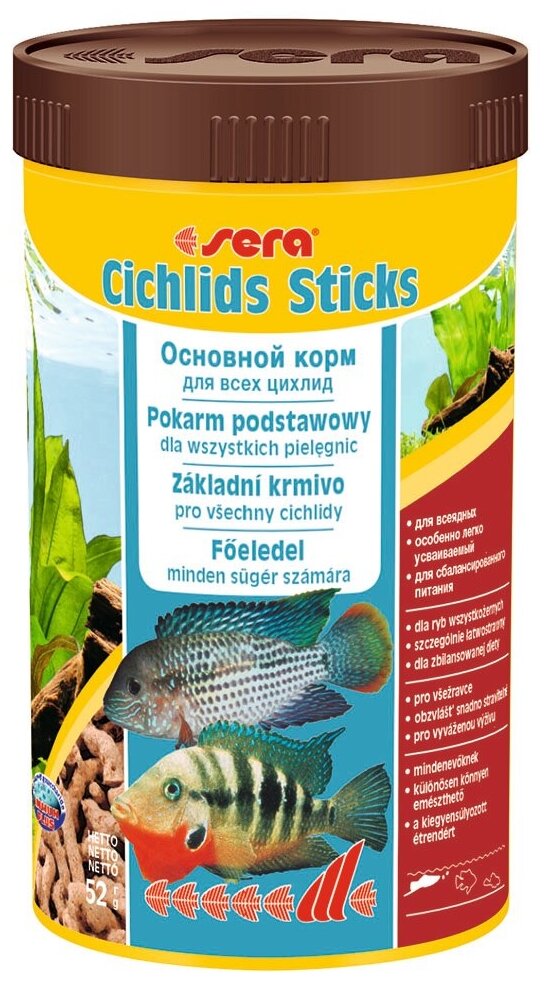 Корм для цихлид в палочках SeraCICHLIDs Sticks 250 мл 52 г - фотография № 2