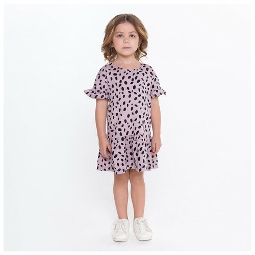 фото Платье для девочки, цвет тёмно-лиловый/горох, рост 104-110 см , 1 шт. takro