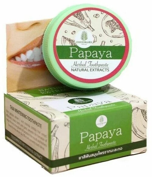 Coco Blues Травяная зубная паста с экстрактом папайи / Papaya Herbal Toothpaste, 30 г