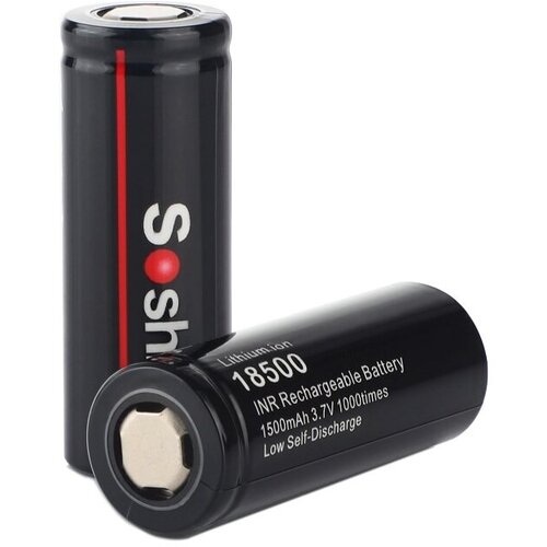 Аккумулятор Li-ion Soshine 18500 3.7 v 1500 mAh (2 штуки)