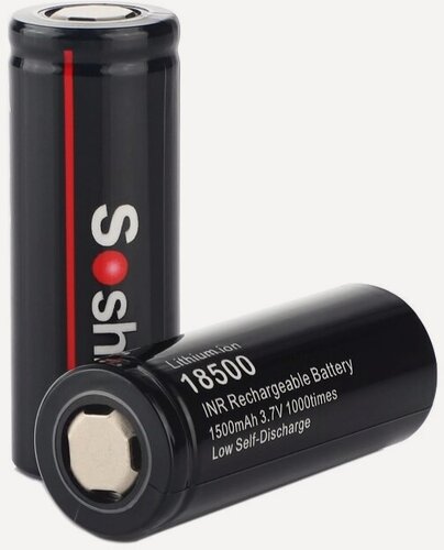 Изображение товара Аккумулятор Li-ion Soshine 18500 3.7 v 1500 mAh (2 штуки в комплекте)