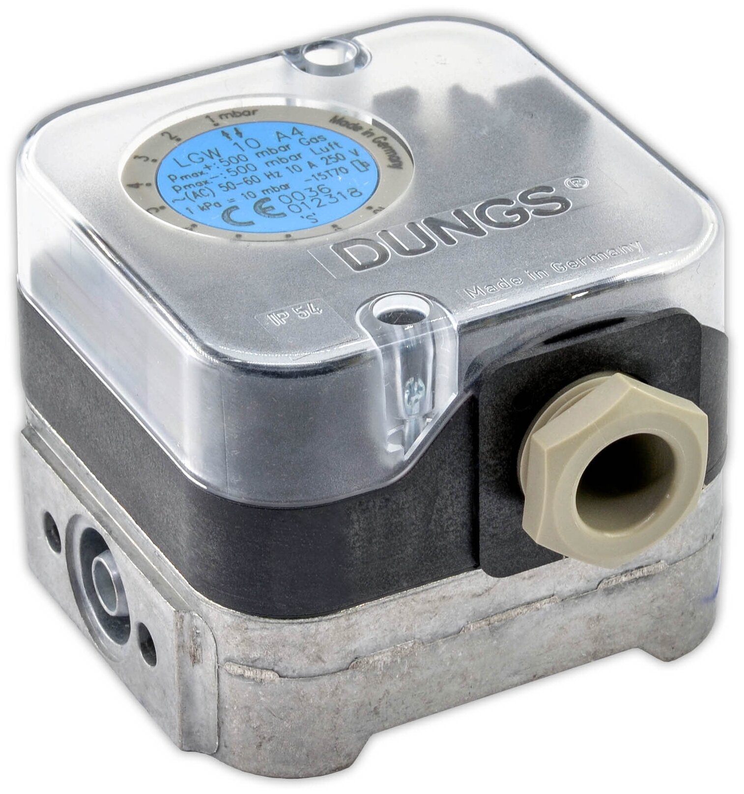 Дифференциальные датчики-реле давления DUNGS LGW 10 A4 арт.221591, монтаж 1/4" (р+) 1/8" (р-), Pmax 500 mBar, диапазон: 1-10mbar