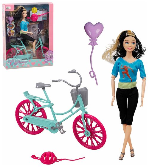Игровой набор Кукла Спортсменка с велосипедом и аксессуарами 30 см