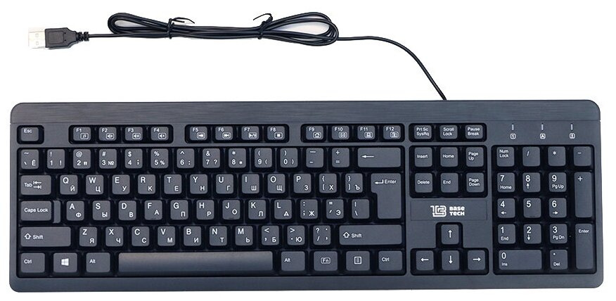 Клавиатура BaseTech KB101, мембранная, проводная, USB, черный (BT-KB101B)