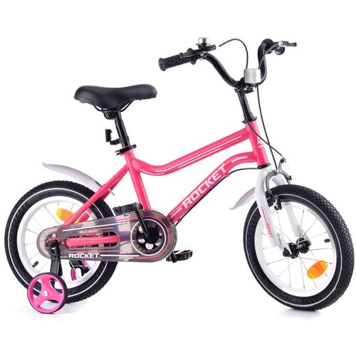 фото Велосипед детский oubaoloon 2-х колесный 14" rocket, цвет розовый, модель 2023 года (r0104)