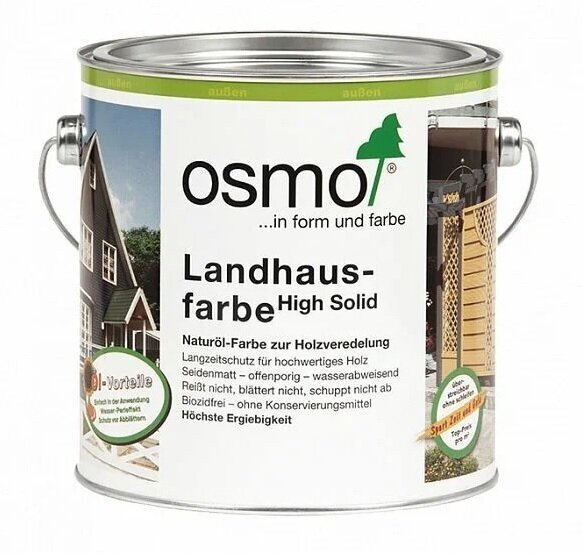 Непрозрачная стойкая краска OSMO Landhausfarbe, 2101 Белая, 0,75л