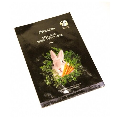 jmsolution тканевая маска для лица успокаивающая с экстрактом моркови green dear rabbit carrot mask 3 шт 30 мл Тканевая маска с экстрактом моркови JMSolution Green Dear Rabbit Carrot Mask Pure, 30мл