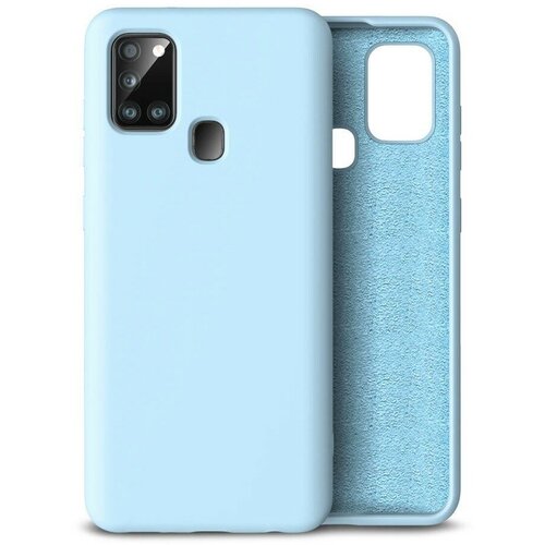 силиконовый серо синий чехол soft touch для samsung galaxy a21s Накладка силиконовая Silicone Cover для Samsung Galaxy A21s A217 голубая