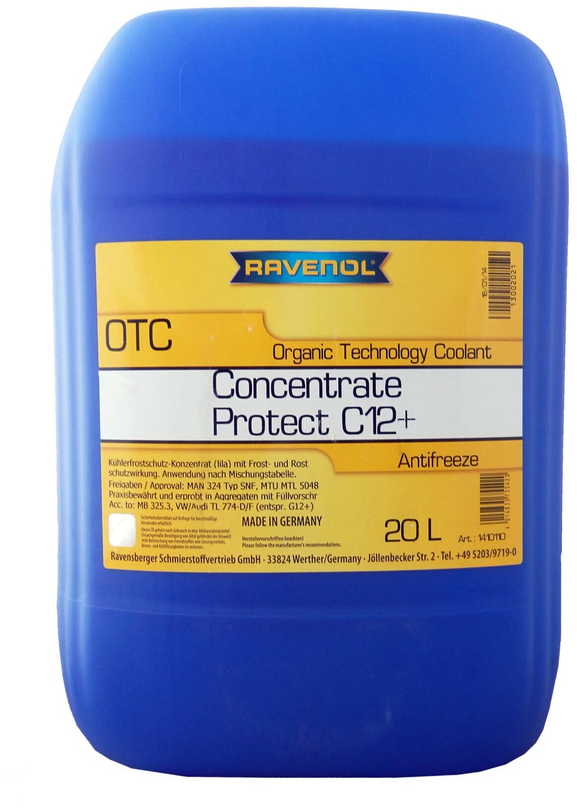 RAVENOL 141011002001999 Антифриз Ravenol красно-лиловый OTC Protect C12+ Concentrate 20 кг