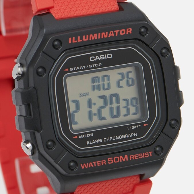 Наручные часы CASIO W-218H-4B, черный, красный - фотография № 15