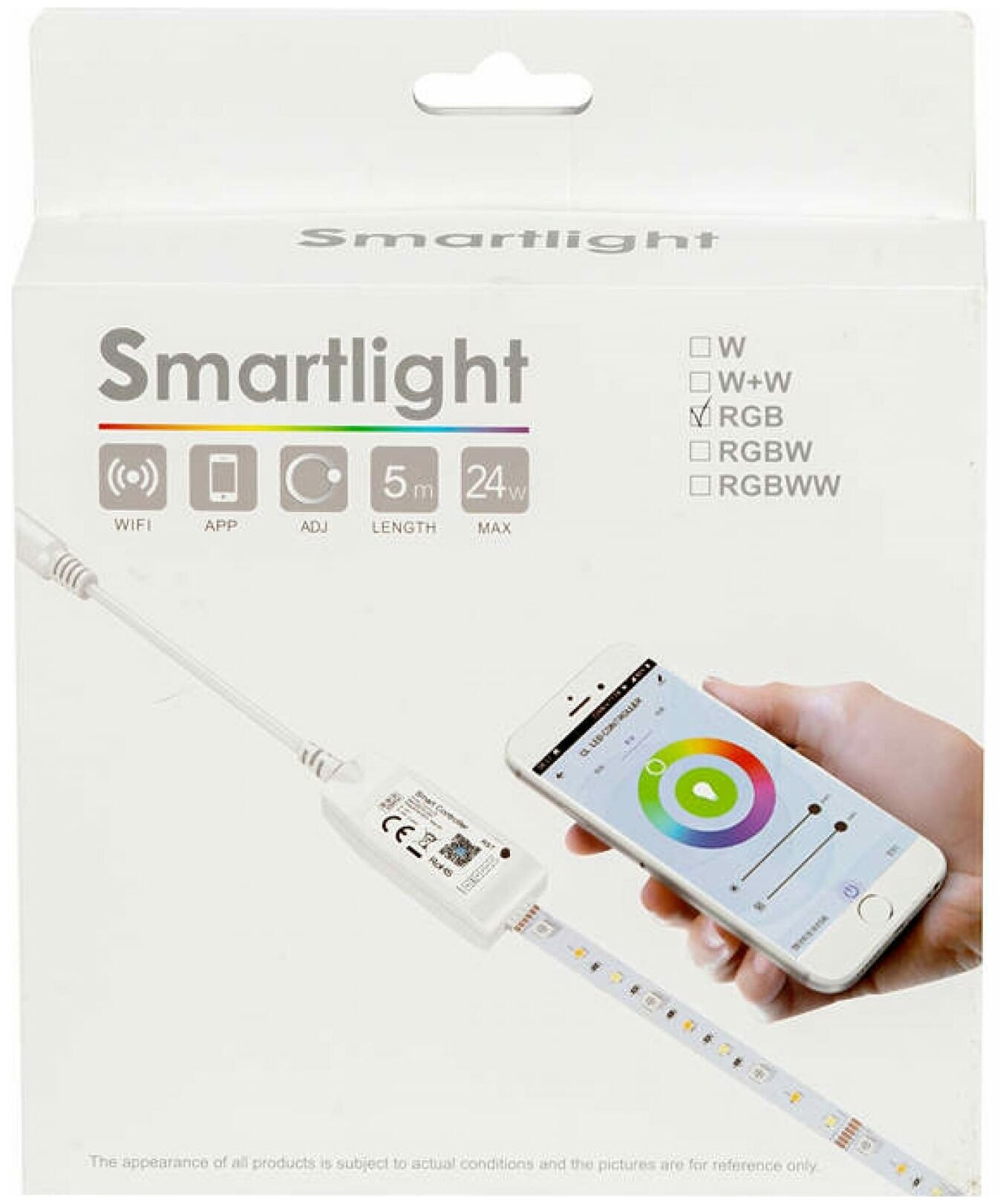 Комплект светодиодной ленты MAKSILED Smartlight 12В, 30д/м, 4.8Вт/м, IP20, 5м, RGB