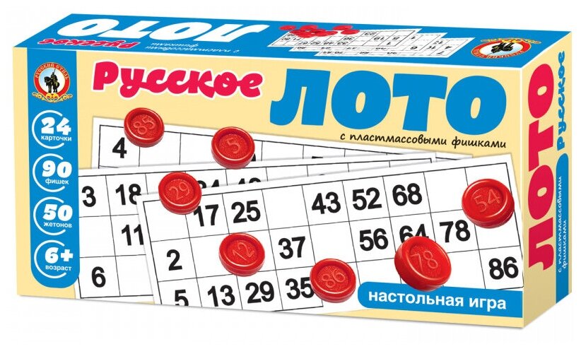 Лото русское с пластиковыми фишками Русский Стиль 02006