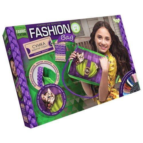 фото Danko toys набор для вышивки гладью fashion bag киса (fbg-01-05)