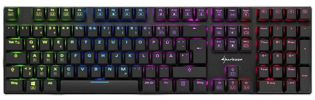 Sharkoon PureWriter RGB Игровая клавиатура (slim, Kailh Red switches, RGB подсветка, USB)