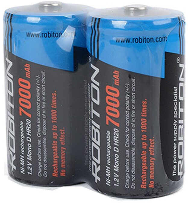 Ni-Mh аккумуляторы ROBITON 7000MHD SR-2 13784, 1.2В, 7000мАч, размер D (HR20), металлогидридные, 2шт в упаковке