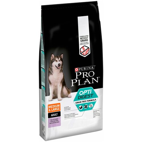 Сухой корм для собак Pro Plan Optidigest, беззерновой, при чувствительном пищеварении, индейка 1 уп. х 2 шт. х 12 кг