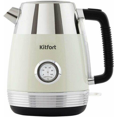 Чайник KITFORT КТ-633-3 17 л 2200 Вт закрытый нагревательный элемент термометр пластикметалл бежевый 675700₽
