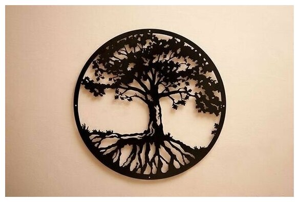 Панно 50х50 см "Дерево Баобаб" декоративное настенное чёрное, декор на стену, картина