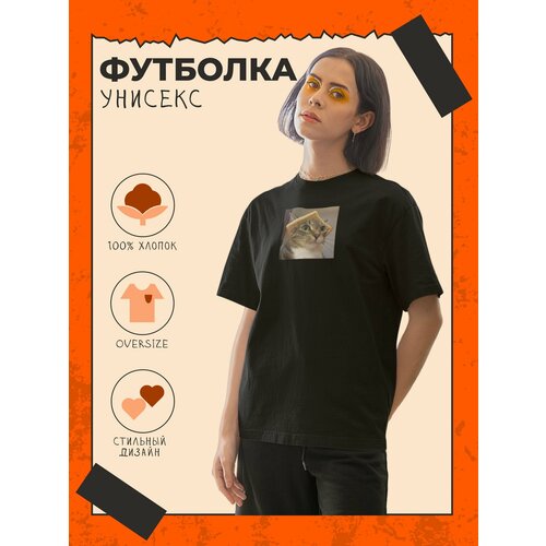 фото Футболка shulpinchik черная xxl женская мемы с котами топ приколы подарок