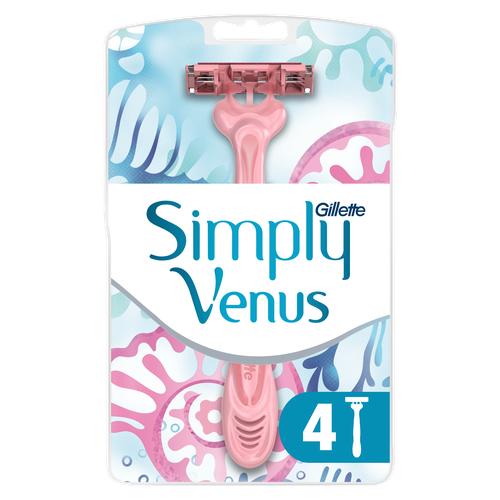 Venus Simply 3 бритвенный станок, 4 шт. venus женский бритвенный станок simply 2 шт 2 уп