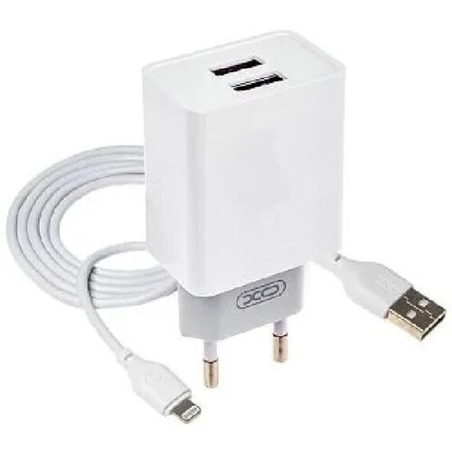 Сетевое зарядное устройство + кабель для iphone Lightning xomobile L65 2USB 2.4A белый сетевое зарядное устройство адаптер блок питания xo l65 2usb 2 4a белое