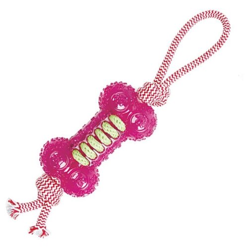 фото Косточка для собак грызлик ам с веревкой durable rope silent (30.gr.032) розовый
