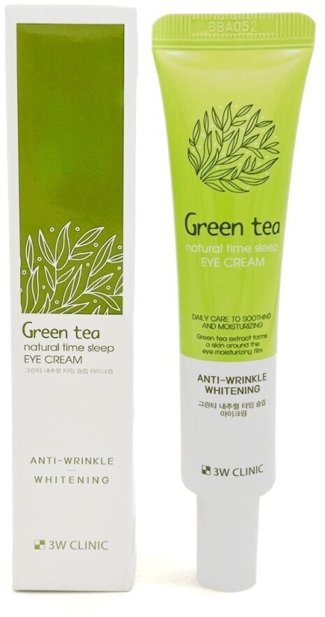 3W CLINIC GREEN TEA NATURAL TIME SLEEP EYE CREAM (40ml) Ночной крем для кожи вокруг глаз с экстрактом зеленого чая (40мл)