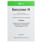 Биосулин Н сусп. для п/к введ. 100 МЕ/мл 3 мл №5 (картридж+шприц-ручка) - изображение