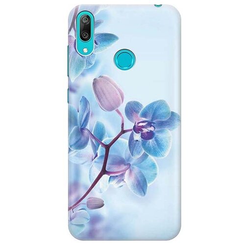 фото Ультратонкий силиконовый чехол-накладка для huawei y7 (2019) с принтом "синий цветок на синем" gosso