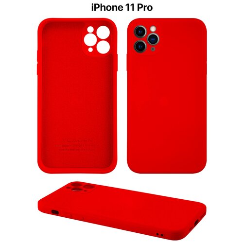 Защитный чехол на айфон 11 про силиконовый противоударный бампер для Apple iphone 11 pro с защитой камеры красный