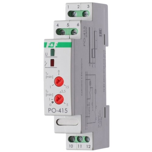 Реле времени PO-415 (задержка выкл./управ. контактом 230В 16А 1перекл. IP20 монтаж на DIN-рейке) F&F EA02.001.018 (10шт.)