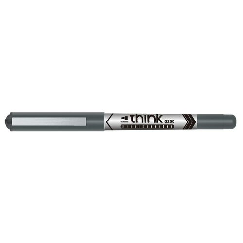 Ручка роллер Deli Think (EQ20020) серый d=0.5мм черн. черн. одноразовая ручка стреловидный пиш. наконечник линия 0.35мм (12 шт. в упаковке)