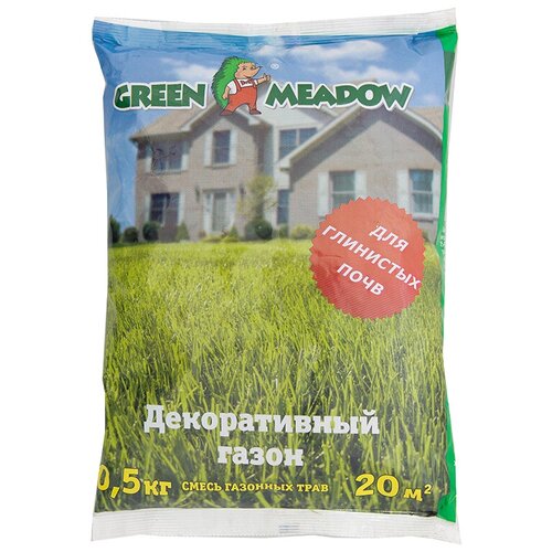 Смесь семян GREEN MEADOW Декоративный газон для глинистых почв, 0.5 кг, 0.5 кг