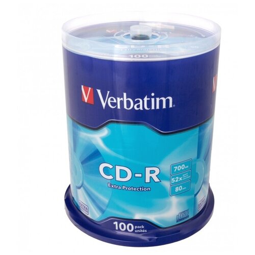 VERBATIM Диск для записи, CD-R 80 52x DL CB/100 700 Мб