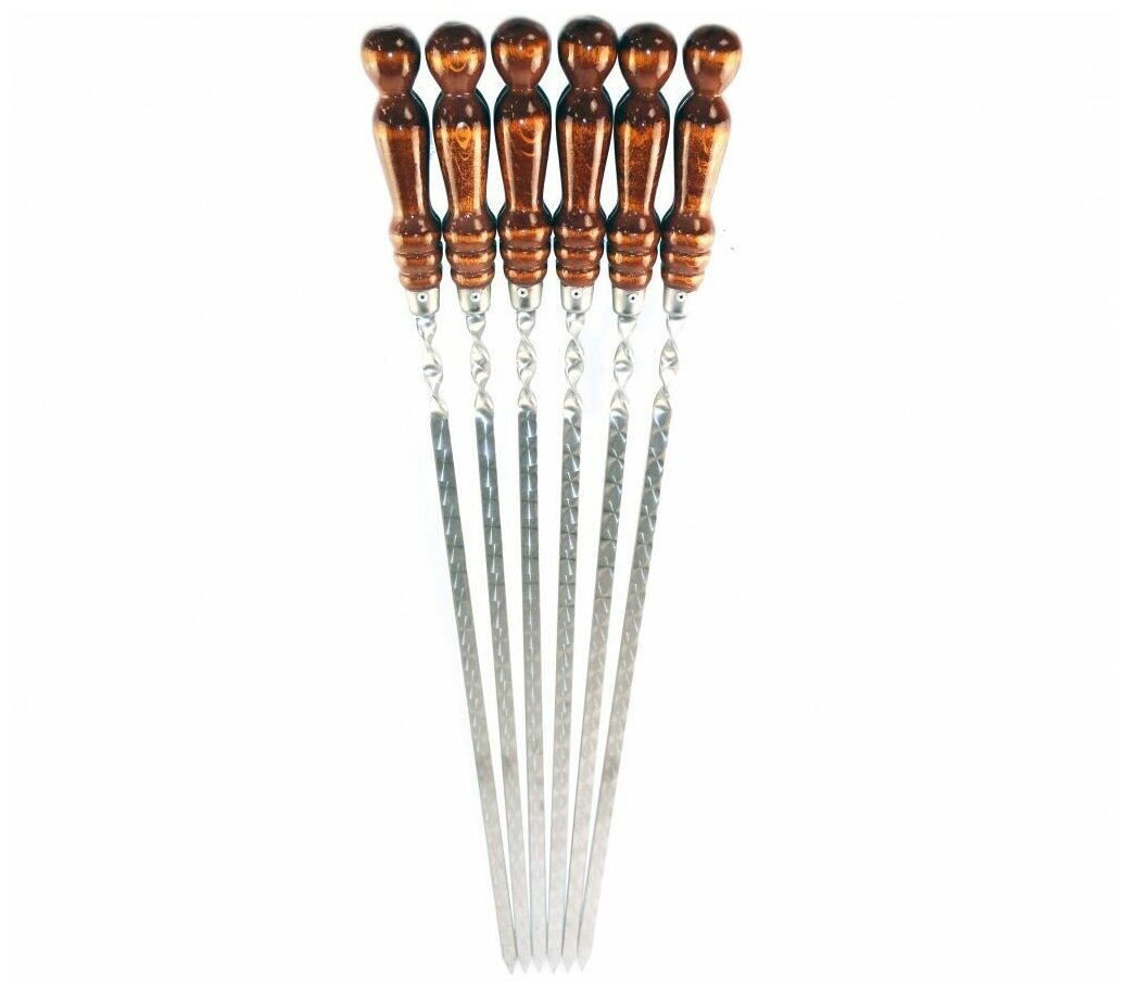 6 шампуров с деревянной ручкой для люля - кебаб 14мм - 45 см - фотография № 9